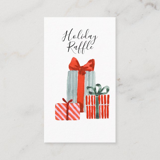 Classic Gift Holiday Party Christmas Raffle Cards (Front)