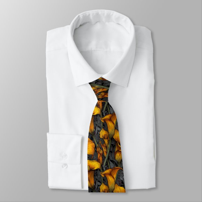 Classic Gifts For Him Calla Lilies Flower Tie (Tied)