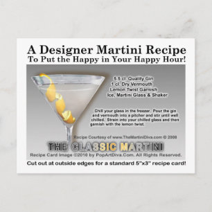 Classic Gin Martini Recipe Postcard