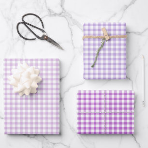 Classic Gingham 3 Purple Wrapping Paper Sheet