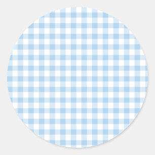 Classic Gingham Baby Blue Classic Round Sticker