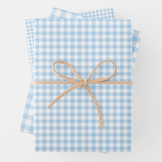 Classic Gingham Baby Blue Wrapping Paper Sheet