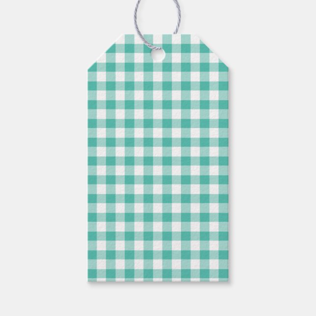 Classic Gingham Bluegrass Green Gift Tags (Front)