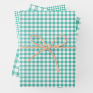 Classic Gingham Bluegrass Green Wrapping Paper Sheet