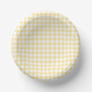 Classic Gingham Canary Yellow Paper Plate