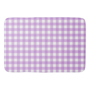 Classic Gingham Check Plaid Pattern Lilac    Bath Mat
