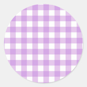 Classic Gingham Check Plaid Pattern Lilac   Classic Round Sticker