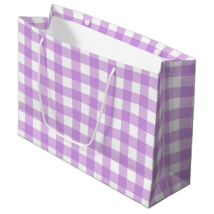 Classic Gingham Check Plaid Pattern Lilac Large Gift Bag
