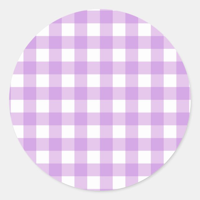 Classic Gingham Check Plaid Pattern Lilac   Round Sticker (Front)