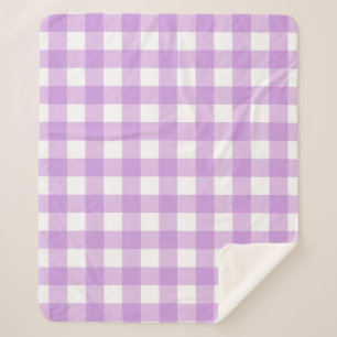 Classic Gingham Check Plaid Pattern Lilac    Sherpa Blanket
