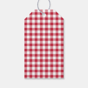 Classic Gingham Cherry Red Gift Tags