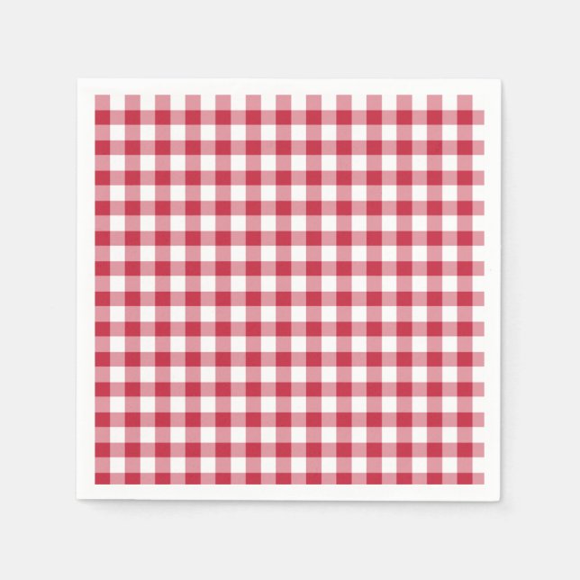 Classic Gingham Cherry Red Napkin (Front)