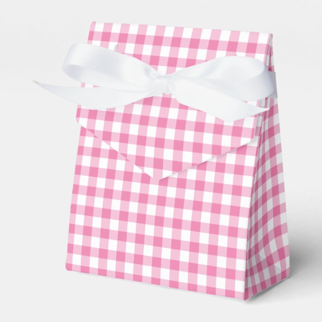 Classic Gingham Fuchsia Favor Box (Front Side)