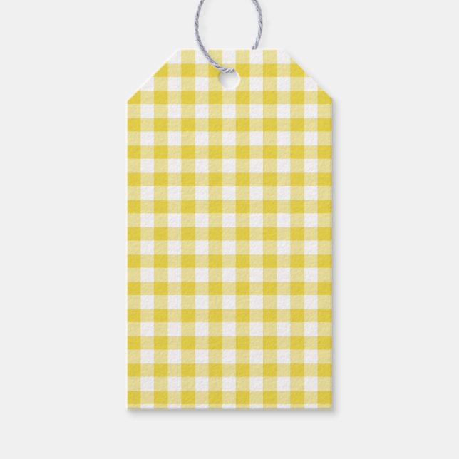 Classic Gingham Golden Yellow Gift Tags (Front)