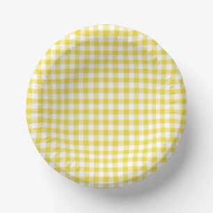 Classic Gingham Golden Yellow Paper Plate