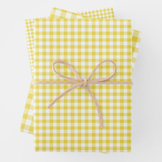 Classic Gingham Golden Yellow Wrapping Paper Sheet