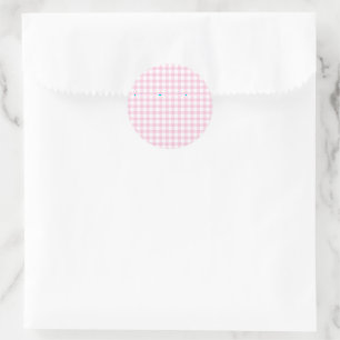 Classic Gingham Light Pink Classic Round Sticker