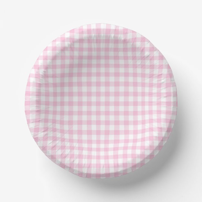 Classic Gingham Light Pink Paper Plate (Front)