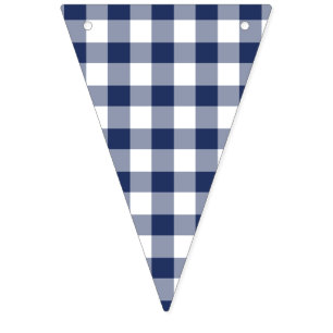 Classic Gingham Navy Blue Bunting Flags