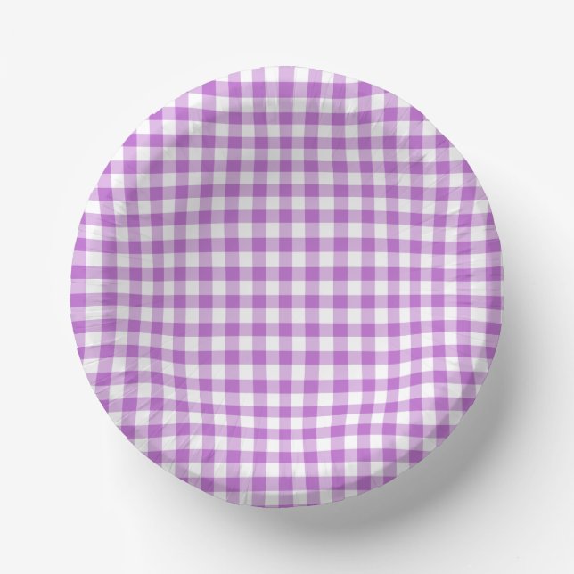 Classic Gingham Orchid Purple Paper Plate (Front)