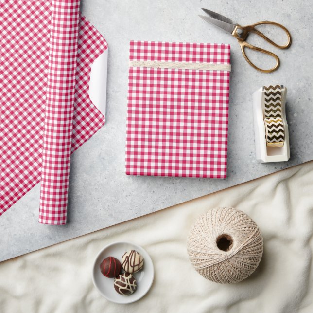 Classic Gingham Raspberry Wrapping Paper (Crafts)
