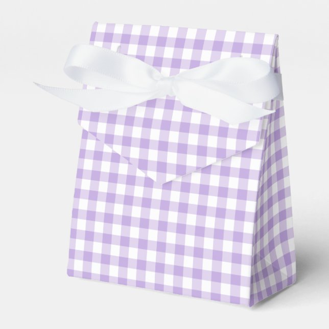 Classic Gingham Soft Lavender Favor Box (Front Side)