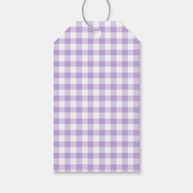 Classic Gingham Soft Lavender Gift Tags (Front)