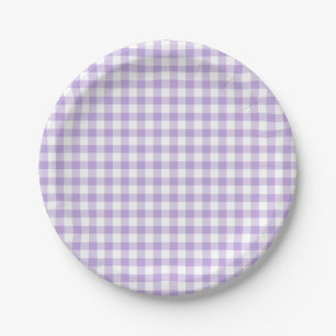Classic Gingham Soft Lavender Paper Plate