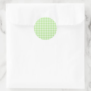 Classic Gingham Spring Green  Round Sticker