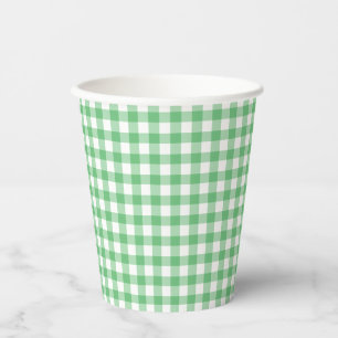 Classic Gingham Summer Green Paper Cups