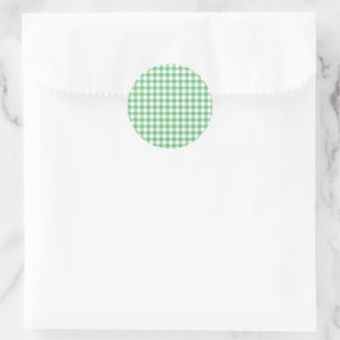 Classic Gingham Summer Green  Round Sticker
