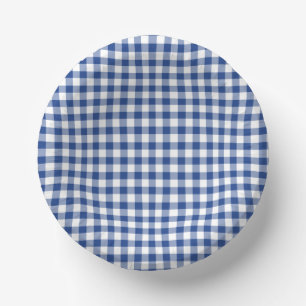 Classic Gingham True Blue Paper Plate