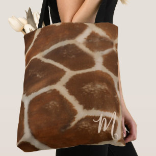 Classic Giraffe Print Custom Monogram Tote Bag