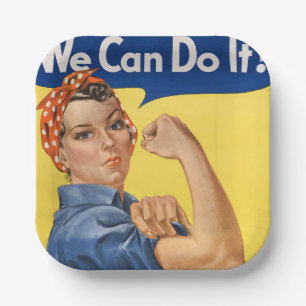 Classic Girl Power Empowerment Pop Art Print Paper Plate