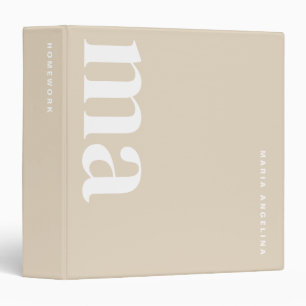 Classic Girly Beige Monogram Binder