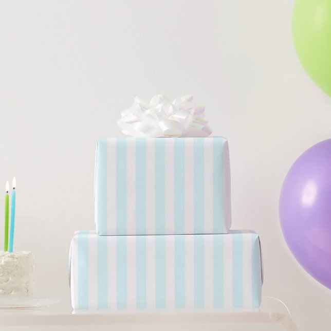 Classic Girly Pastel Blue Stripe Pattern Spring Wrapping Paper (Party Gifts)