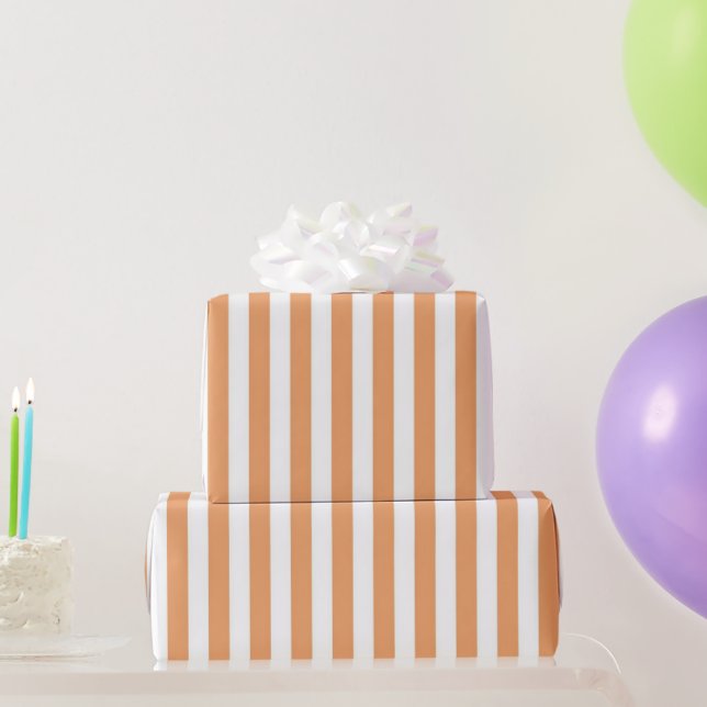 Classic Girly Pastel Orange Stripe Pattern Spring  Wrapping Paper (Party Gifts)