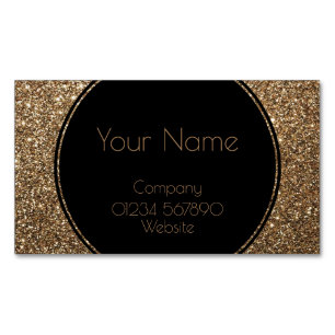 Classic Glamour Gatsby Black and Gold Glitter Magnetic Business Card