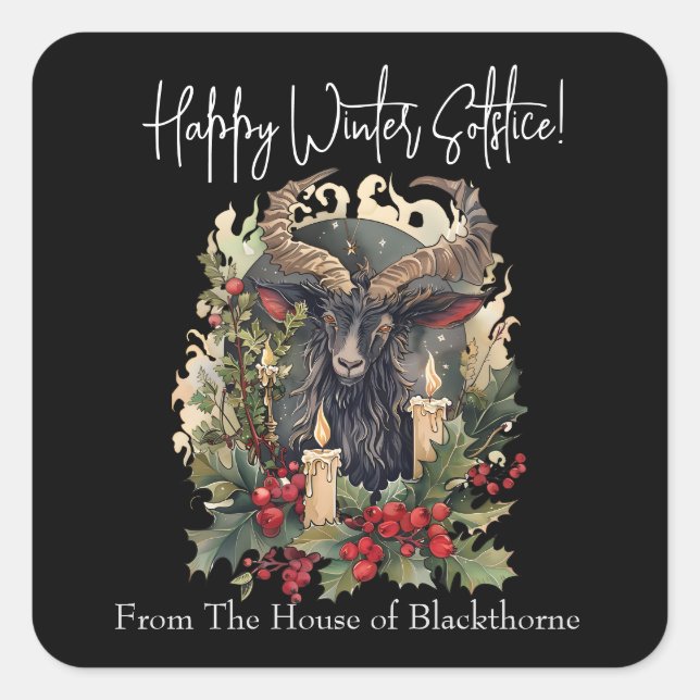 Classic Goat Yule  Square Sticker (Front)