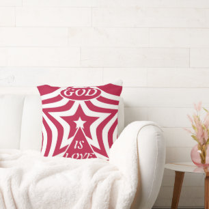 Classic God Is Love Star Red & White - Christian Throw Pillow