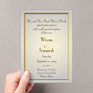 Classic Gold Acrylic Wedding Invitation