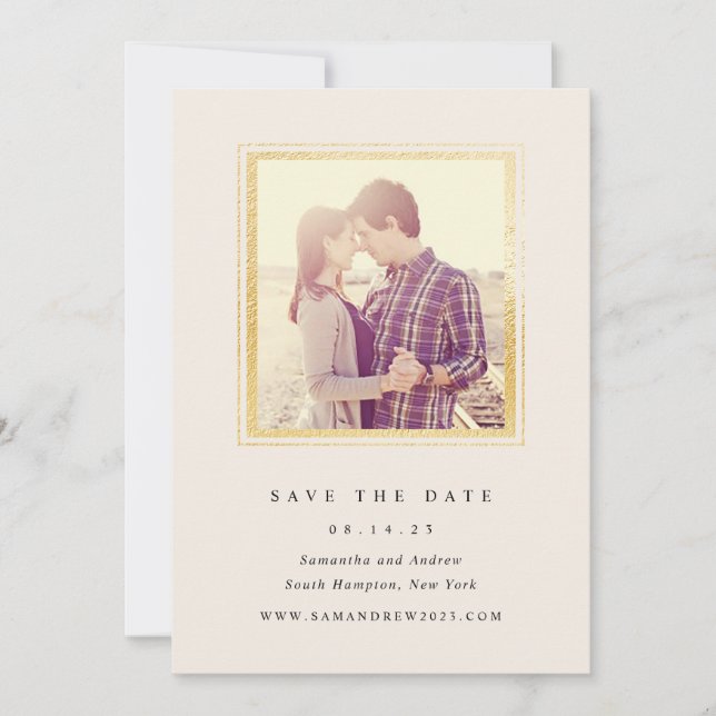 Classic Gold and Ivory Photo Save The Date (Front)