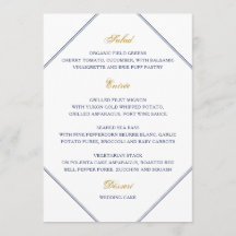 Classic Gold and Navy Wedding Menu