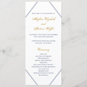 Classic Gold and Navy Wedding Program