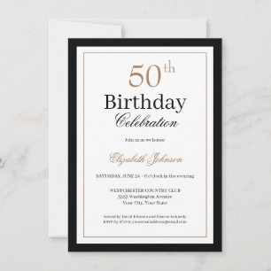 Classic Gold Black 50th Birthday Party Invitation
