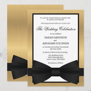 Classic Gold Black Tie Parents Wedding Invitations