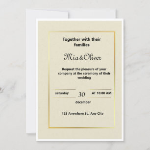 Classic Gold Border Wedding Invitation