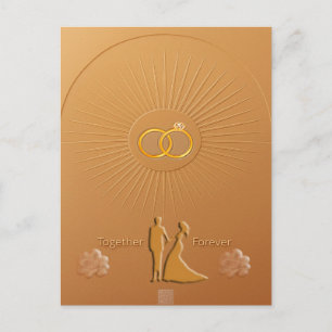 Classic Gold & Bronze Wedding Announcement Postcard