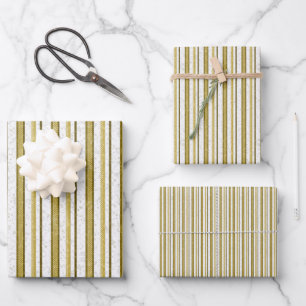 Classic Gold Brown Stripes Professional Flat Wrapping Paper Sheet