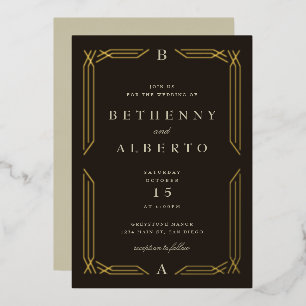 Classic Gold Byzantine Wedding Foil Invitation
